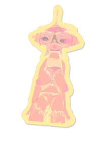 a sticker with a cartoon character on it