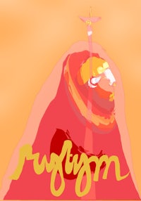 a drawing of a woman with the word mayur on it