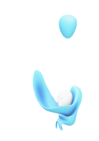 a blue ball with a white ball in it