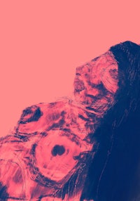 a drawing of a woman laying down on a pink background