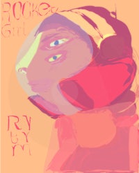 a drawing of a girl in a pink shirt with the words'rocker girl'