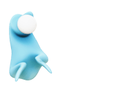 a 3d model of a blue animal standing on a black background