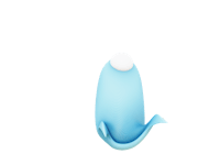 a blue dolphin with a white head on a black background