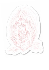 a sticker with a drawing of a bird in a circle