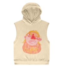 a sleeveless hoodie with an image of a girl wearing a hoodie