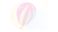 a pink hot air balloon in a circle on a black background
