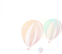 hot air balloons in the sky with a crescent moon