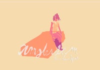 an illustration of a girl sitting on top of a rock