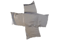 a cross made out of a piece of aluminum foil